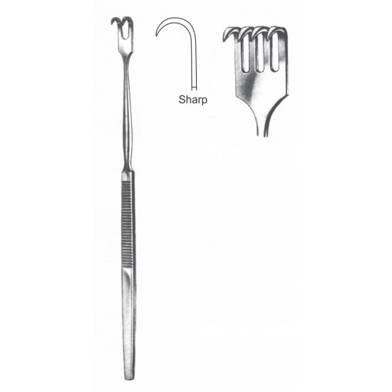 FINGER RETRACTOR 4-PRONG SHARP 16.5CM