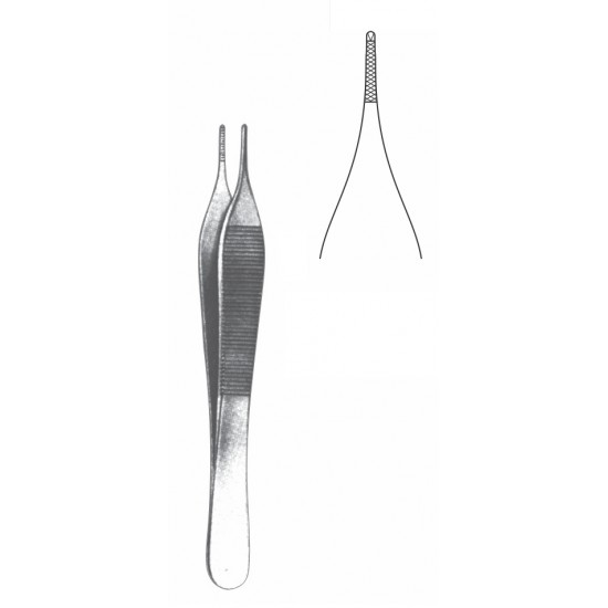 ADSON TISSUE FORCEP 1X2 TEETH WITH SERR 12CM